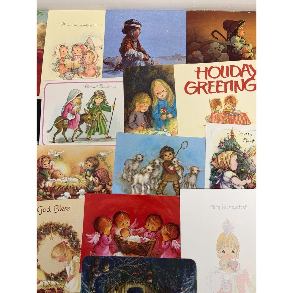 Vintage Christmas Cards Fronts ONLY Kids Children Scrapbooking Crafts Lot of 50+